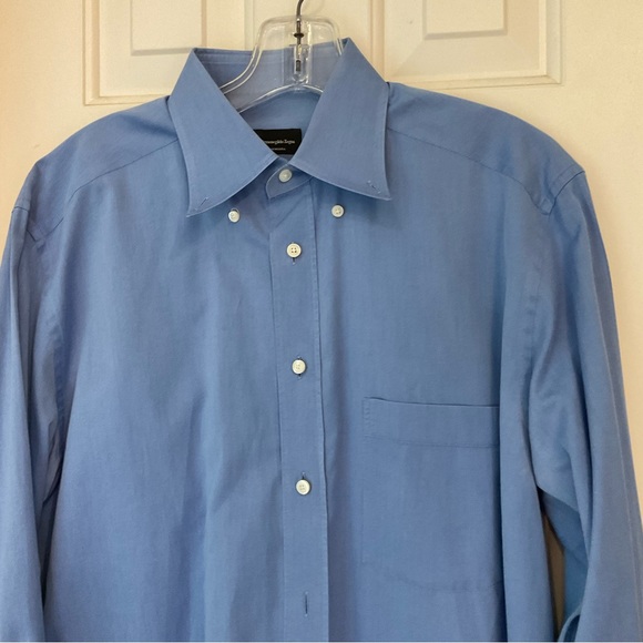 Ermenegildo Zegna Su Misura 100% Cotton Long Sleeve Button Down Blue Short, Sz - Picture 5 of 10